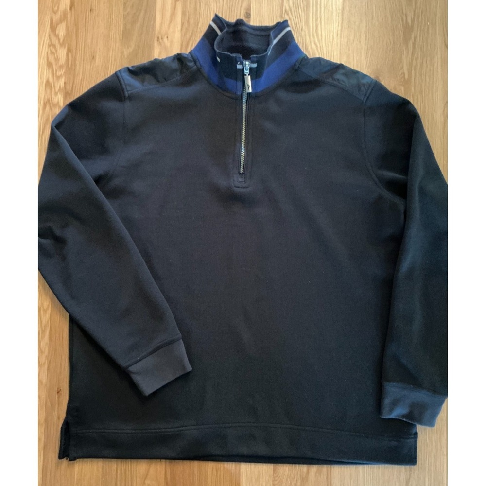 Tommy Bahama Paradise Tech 1/4 Zip Pullover Mens L Navy Blue Sweatshirt Golf